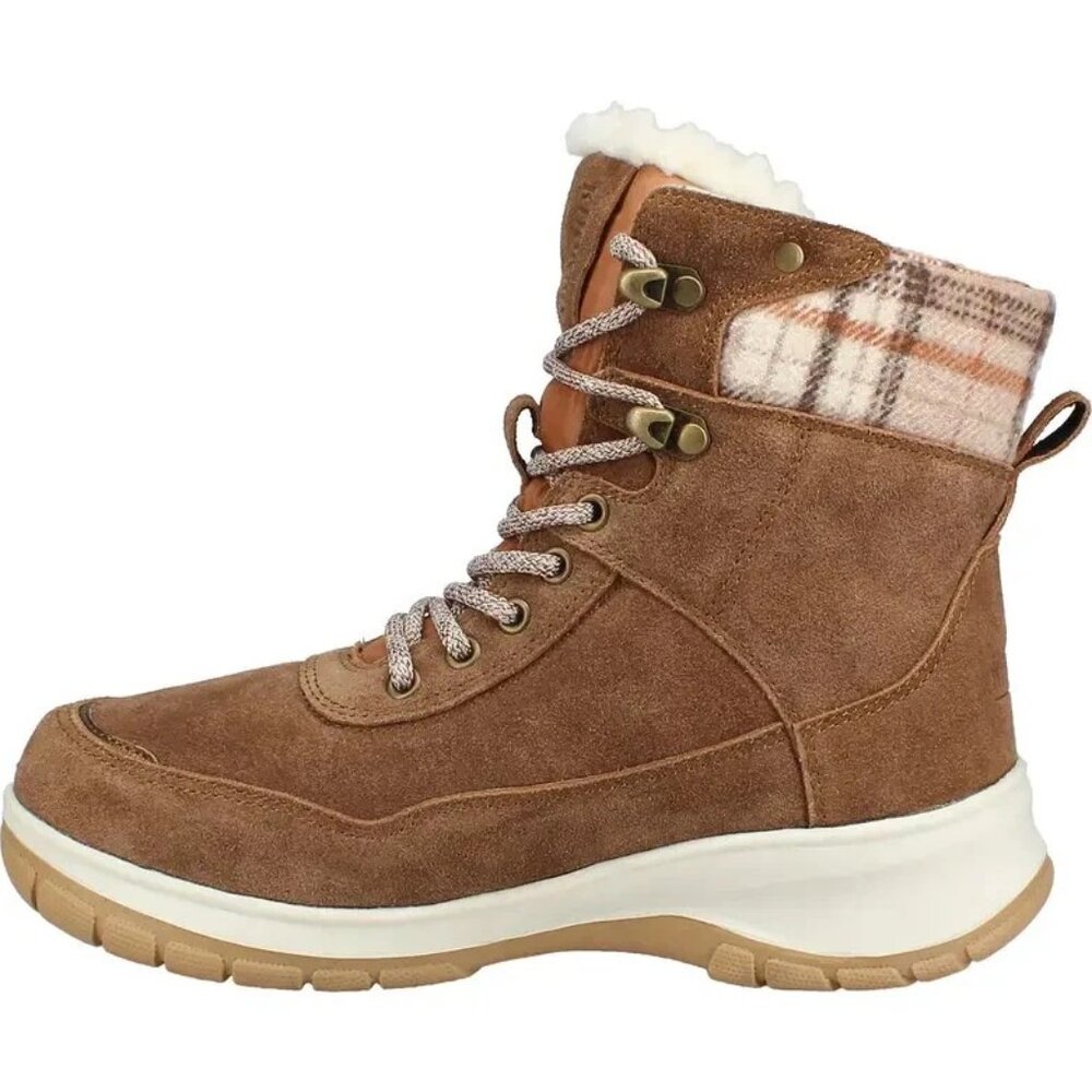 Khombu Water-Resistant Suede Plaid Lace-Up Boots Sterling Chestnut Brown NIB New